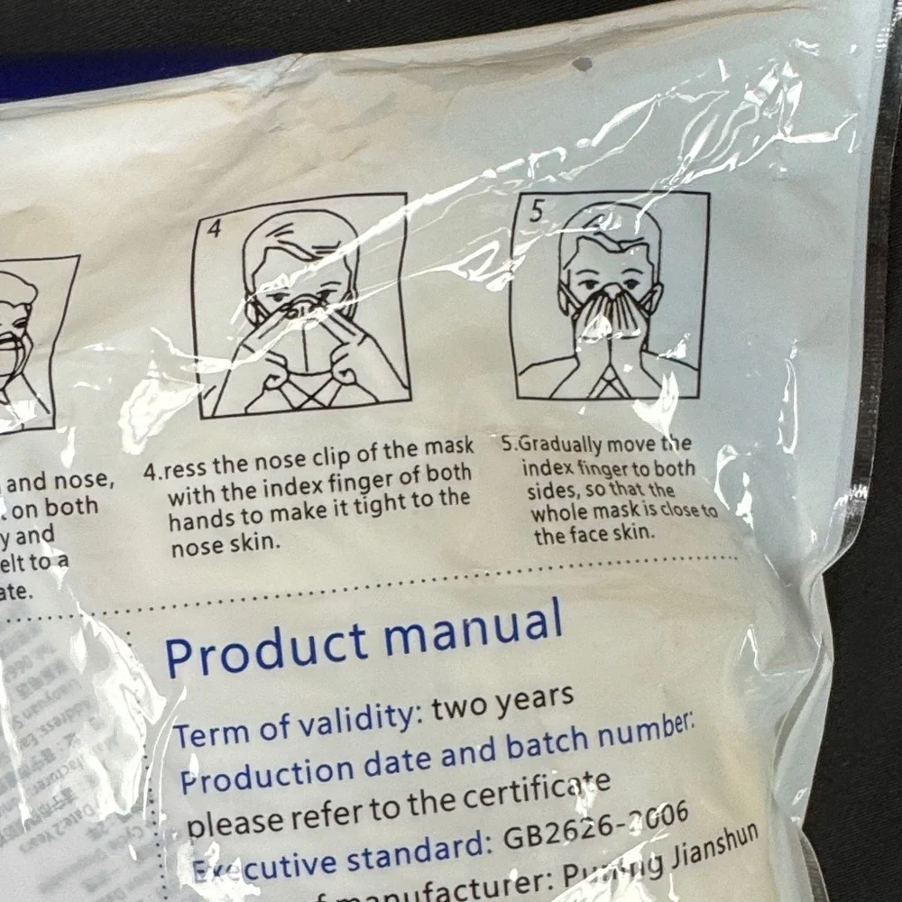 DDN KN95 Protective Masks self suction filter anti particle respirator 10 pack